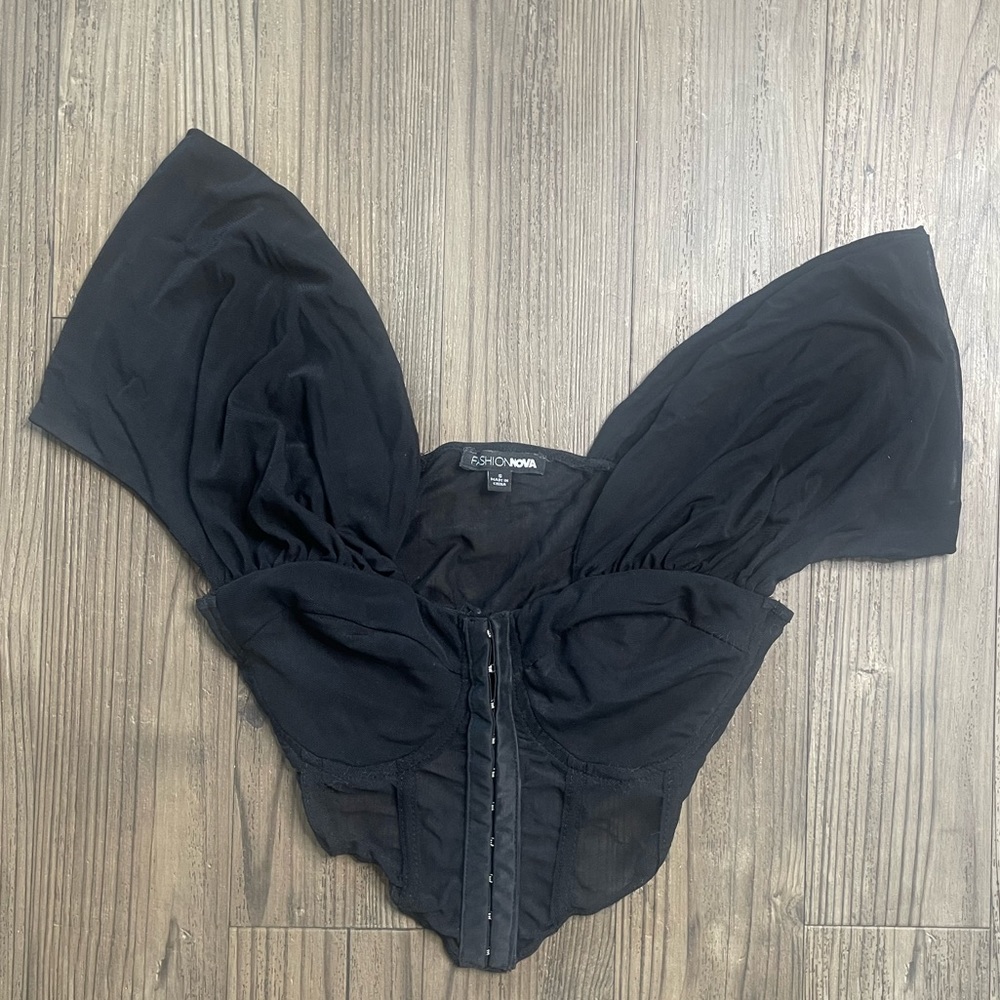 FASHIONNOVA corset like top with sheer sleeving